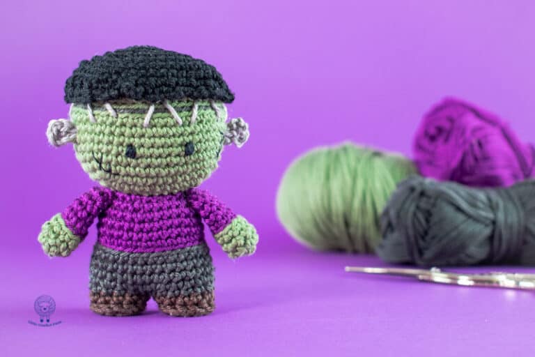 Mini Frankenstein crochet toy free Halloween pattern