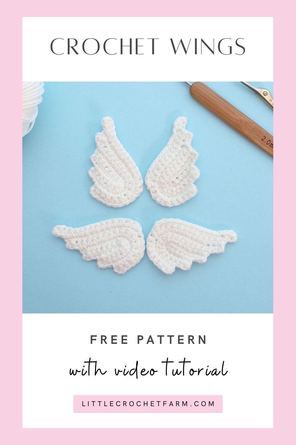 Easy crochet Wings applique free pattern