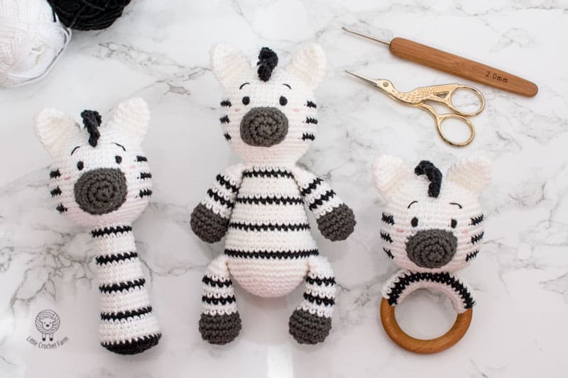 Zebra crochet teething ring