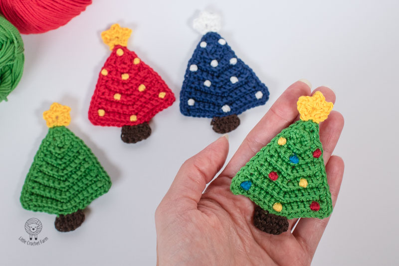 Fast Christmas Tree crochet applique free pattern