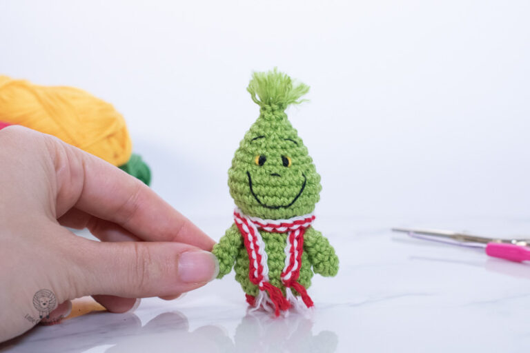 Mini Grinch free crochet Christmas Ornament pattern